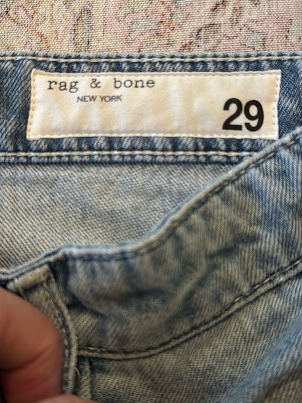 rag & bone light blue denim jeans with leather logo patch - Picture 9 of 14
